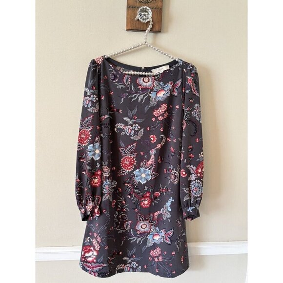 LOFT Dresses & Skirts - LOFT Womens Size 2 Gray Floral Long Sleeve Shift Dress